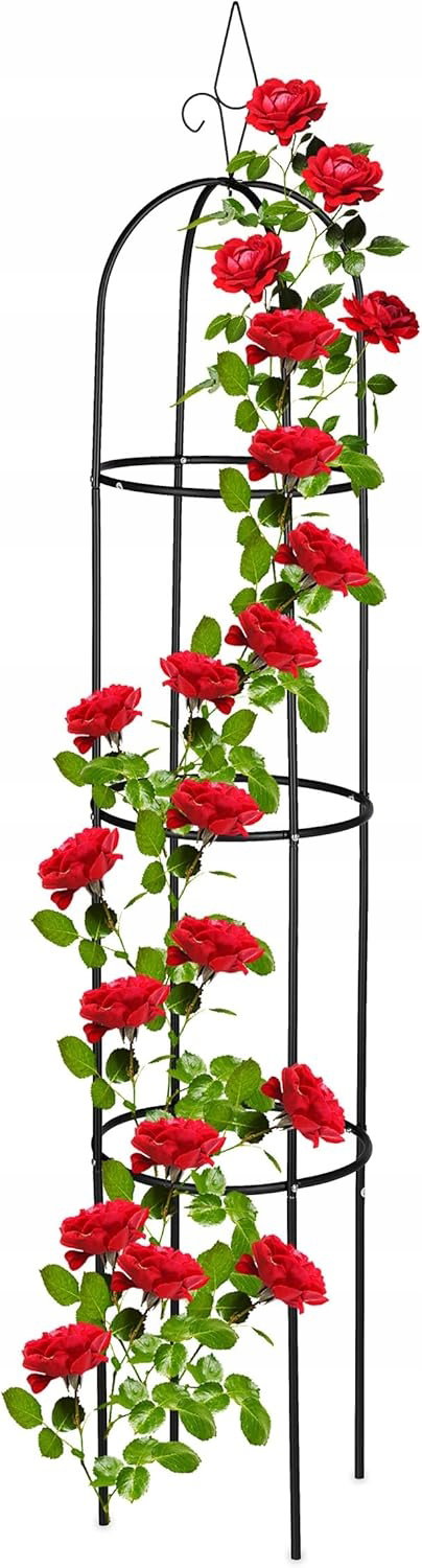 PERGOLA OBELISK METALOWA 200 CM PODPORA DO RÓŻ CZARNA