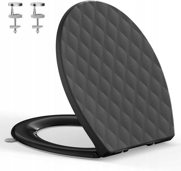 DESKA SEDESOWA WOLNOOPADAJĄCA OWALNA CZARNA QUICK RELEASE SOFTCLOSE
