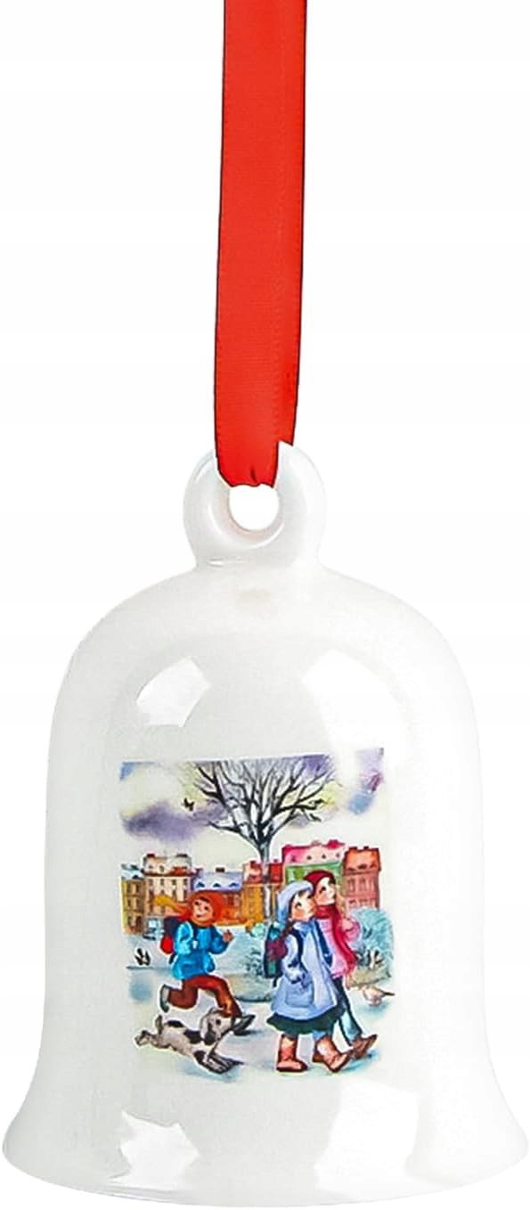 DZWONEK ŚWIĄTECZNY PORCELANOWY WISZĄCY Ø 7 CM