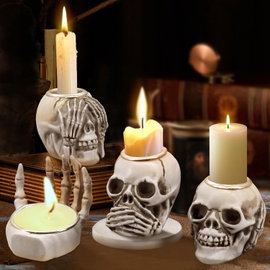 ŚWIECZNIKI CZASZKA NA HALLOWEEN 4 SZT DEKORACYJNE PODGRZEWACZE DEKORACJA