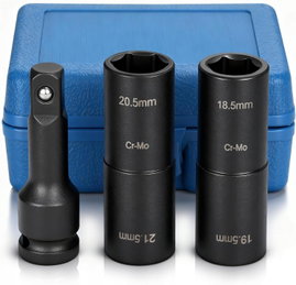 KLUCZ DO NAKRĘTEK KÓŁ 3 ELEMENTY 18,5 MM / 19,5 MM + PRZEDŁUŻKA 75 MM