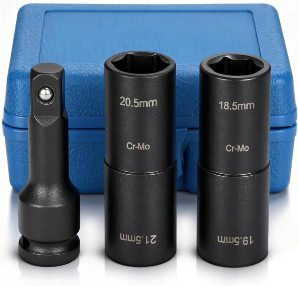KLUCZ DO NAKRĘTEK KÓŁ 3 ELEMENTY 18,5 MM / 19,5 MM + PRZEDŁUŻKA 75 MM