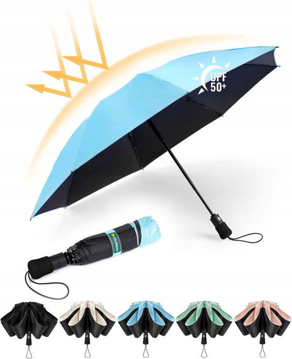 PARASOL PODRÓŻNY AUTOMATYCZNY 97CM 8 SZYN POWŁOKA TEFLONOWA UV