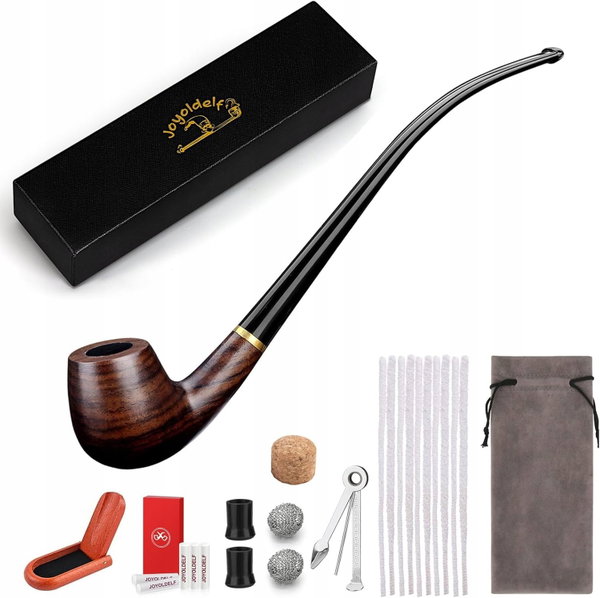 FAJKA TYTONIOWA CHURCHWARDEN DREWNIANA RĘCZNIE WYKONANA ZESTAW