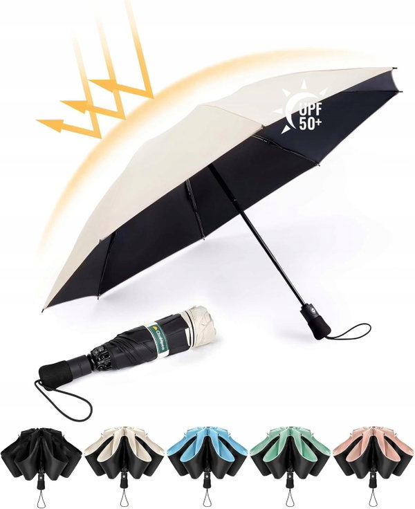 PARASOL PODRÓŻNY AUTOMATYCZNY 97CM 8 SZYN POWŁOKA TEFLONOWA UV