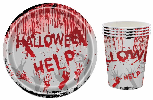 Dekoracja na imprezę, Halloween, papierowe naczynia imprezowe