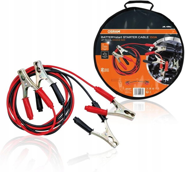 KABLE ROZRUCHOWE 150A 2,5M 6V 12V DO 1,6L