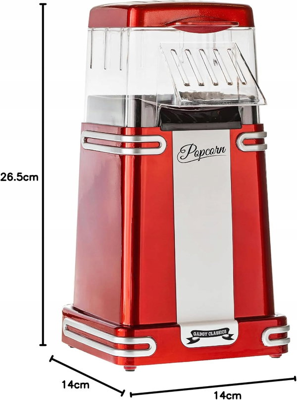 MASZYNA DO POPCORNU RETRO 1200W BEZTŁUSZCZOWA GORĄCE POWIETRZE