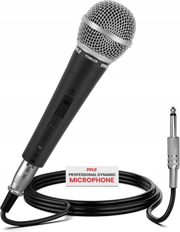 MIKROFON DYNAMICZNY WOKALNY XLR Z PRZEŁĄCZNIKIEM KABEL