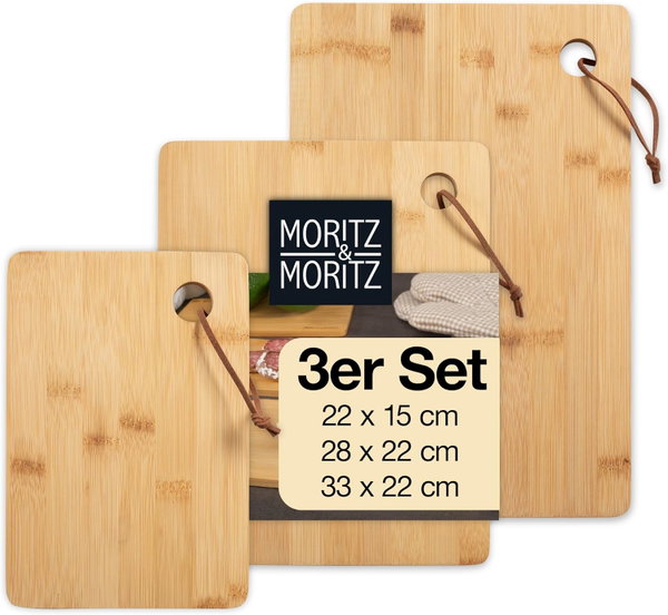 DESKI DO KROJENIA BAMBUSOWE 3 SZT Z ROWKIEM 33/28/22 CM