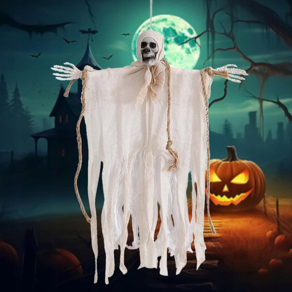 DEKORACJA HALLOWEEN WISZACY DUCH SZKIELET STRASZNY OGROD DOM IMPREZA