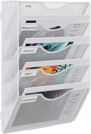 UCHWYT ŚCIENNY DOKUMENTY A4 METALOWY ORGANIZER WISZĄCY 5PRZEDZIAŁÓW BIAŁY