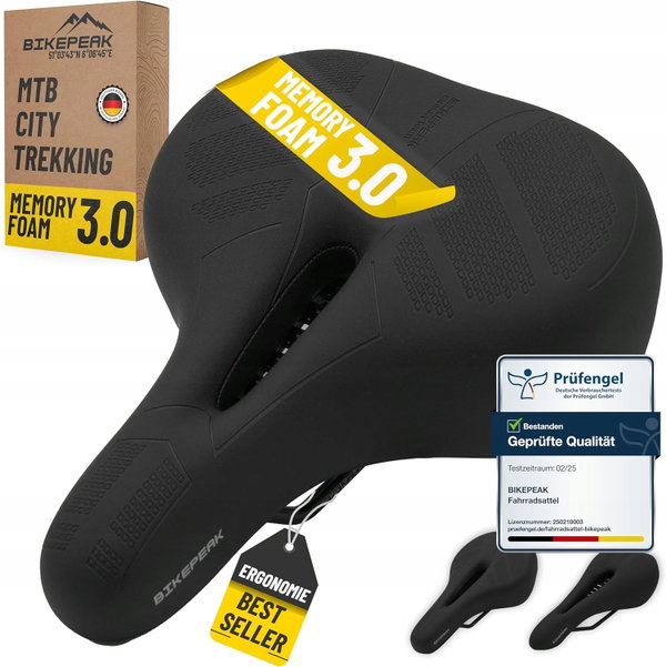 SIODEŁKO ROWEROWE MTB PIANKA MEMORY WODOODPORNE ERGONOMICZNE