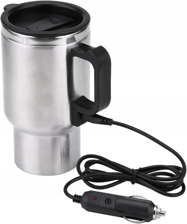 CZAJNIK SAMOCHODOWY 12V ELEKTRYCZNY TERMOS STAL NIERDZEWNA 450ML