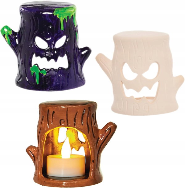 ŚWIECZNIKI HALLOWEEN DRZEWO 3 SZT RĘKODZIEŁO DLA DZIECI DEKORACJA STOŁU DIY