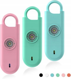 ALARM OSOBISTY OBRONNY NA BRELOK 140 dB Z SYRENĄ I ŚWIATŁEM LED 3 SZTUKI