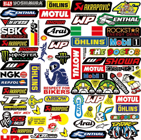 NAKLEJKI MOTOCROSS MOTOCYKL KASK WINYLOWE 3 SZT