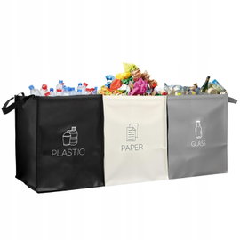 SYSTEM SEGREGACJI ŚMIECI 3 KOMORY PAPIER SZKŁO PLASTIK