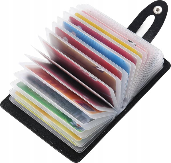 ETUI NA KARTY SKÓRZANE NA 20 KART CZARNE 10,5 X 7,5 X 2 CM