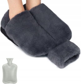 Ogrzewacz do stóp, termofor bez prądu, 2 l, flanelowa poszewka