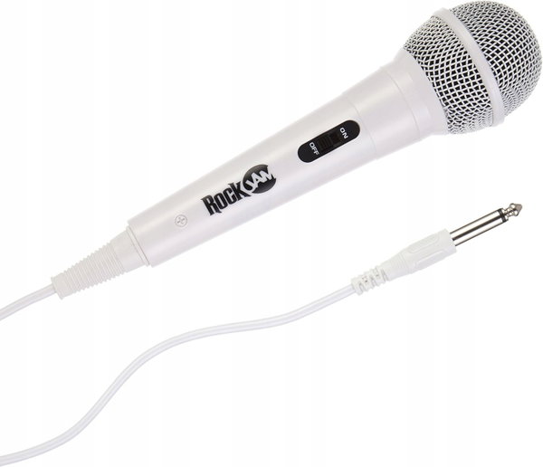 MIKROFON KARAOKE PRZEWODOWY JACK 6,3MM 3M BIAŁY
