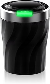 POPIELNICZKA SAMOCHODOWA Z POKRYWKĄ LED PRZENOŚNA METALOWA CZARNA