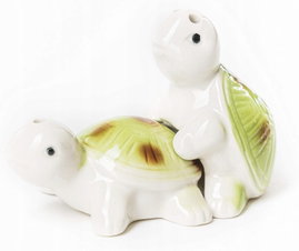 SOLNICZKA I PIEPRZNICZKA PORCELANOWA ZESTAW ŻÓŁWIE PREZENT DEKORACYJNY