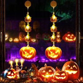 ŚWIATŁA OKIENNE LED DYNIA HALLOWEEN 2 SZT DEKORACJA NA BATERIE Z PRZYSSAWKĄ