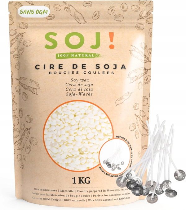 WOSK SOJOWY 100% NATURALNY 1 KG + 15 KNOTÓW GRATIS