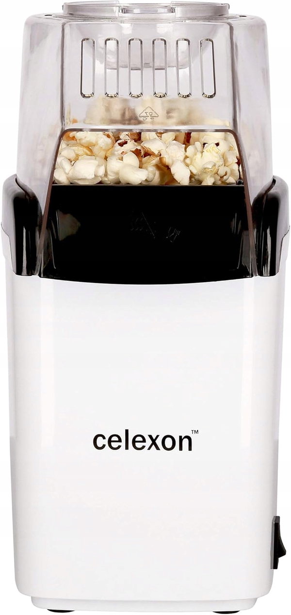 MASZYNA DO POPCORNU 1200W BEZTŁUSZCZOWA Z MIARKĄ 50G BIAŁA