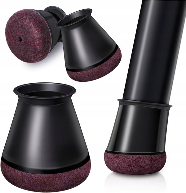 ZAŚLEPKI SILIKONOWE NA KRZESŁA OKRĄGŁE 24SZT Z PODKŁADKĄ FILCOWĄ 14–20 MM