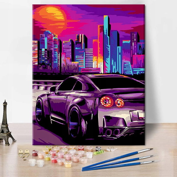 MALOWANIE PO NUMERACH SAMOCHÓD SPORTOWY 40 × 50 CM DIY