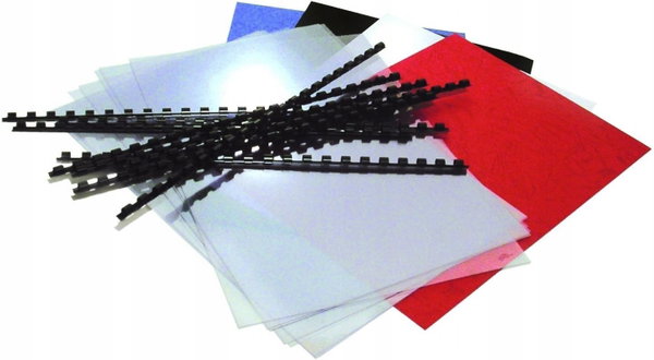 AKCESORIA DO BINDOWANIA 75 ELEMENTÓW OKŁADKI PVC SKÓROPODOBNE GRZBIETY A4
