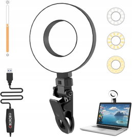 LAMPA PIERŚCIENIOWA LED NA LAPTOP KLIPS USB REGULACJA