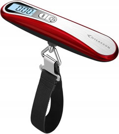 WAGA BAGAŻOWA CYFROWA PODRÓŻNA LCD DO 50 KG WISZĄCA CZERWONA