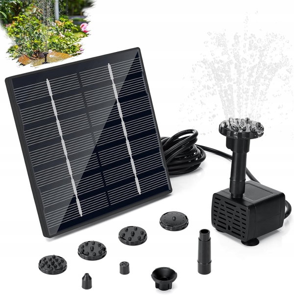 POMPA SOLARNA DO FONTANNY 1,5W 6 DYSZ 3M KABEL OCZKO