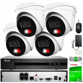 ZESTAW MONITORINGU 4X IPC-T240HA-LU DETEKCJA 4MPX IP67 HILOOK BY HIKVISION