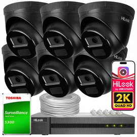ZESTAW MONITORINGU 6X KAMERA IP 4Mpx IPC-T241H-C BLACK APLIKACJA HILOOK