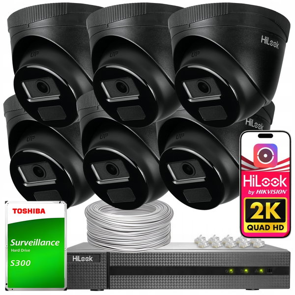 ZESTAW MONITORINGU 6X KAMERA IP 4Mpx IPC-T241H-C BLACK APLIKACJA HILOOK