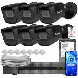 Zestaw do monitoringu 6x IPCAM-B4-P Czarna 4MPx HiLook IR20m DWDR IP67