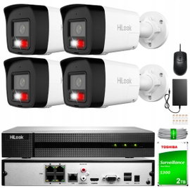Zestaw monitoringu HiLook by Hikvision IP 6 Mpx: 4x IPC-B160HA-LUF/SL PoE