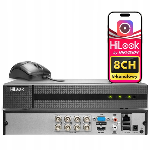 REJESTRATOR DVR-208U-M1/T 8 KANAŁOWY HILOOK BY HIKVISION