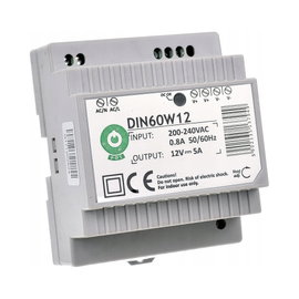 ZASILACZ NA SZYNĘ DIN DIN60W12 12/5A