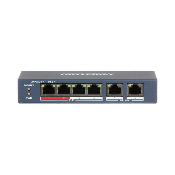 Switch PoE 4xPoE Hikvision Zasilanie Do Kamer DS-3E0106P-E/M 6 Portów