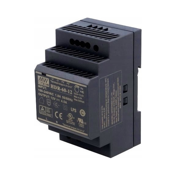 Zasilacz MEAN WELL 60W 12V 4.5A na szynę din