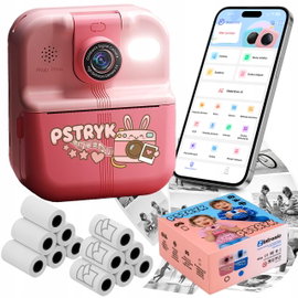 MINI DRUKARKA PSTRYK TERMICZNA APARAT NATYCHMIASTOWY DLA DZIECI i 12 ROLEK