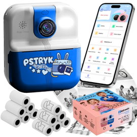 MINI DRUKARKA PSTRYK TERMICZNA APARAT NATYCHMIASTOWY DLA DZIECI i 12 ROLEK