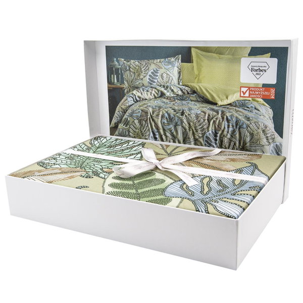 Pościel satyna bawełniana(P) GRETA GREEN/160x200 LUXURY PREMIUM