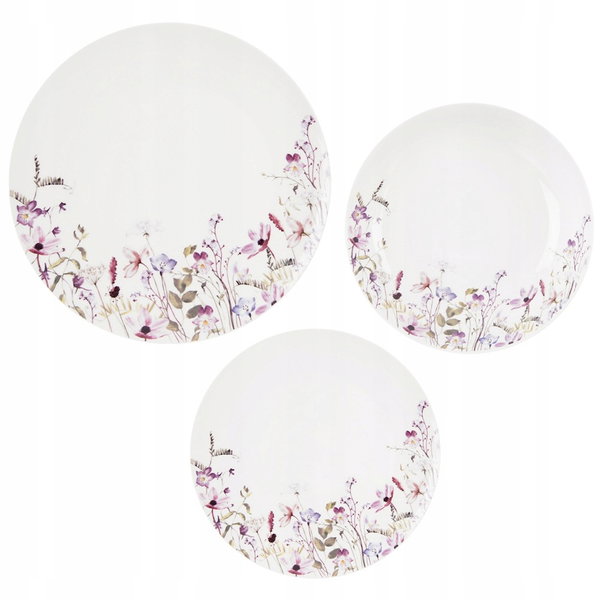 Zestaw serwis obiadowy porcelanowy kwiaty LOUKA 18 el.