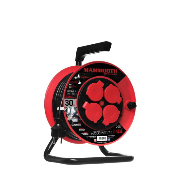 Przedłużacz elektryczny bębnowy specjalistyczny 30m, 230V, 3x1,5mm², liczba